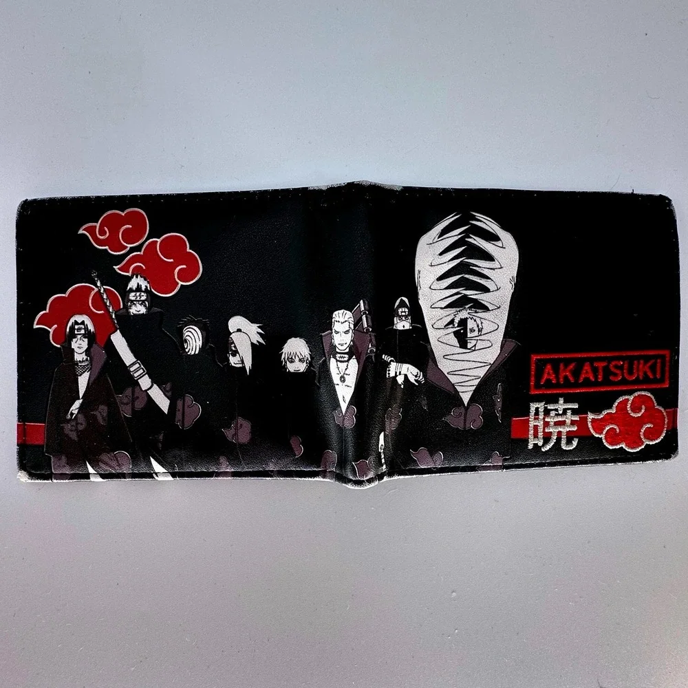 Naruto Shippuden Akatsuki Bifold Wallet Black Faux Leather Ninja Anime Graphic